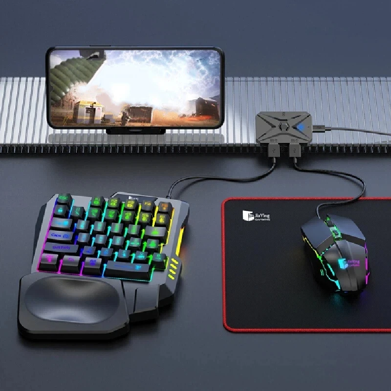 Gamwing M1 Pro Plus Gaming Keyboard Mouse Converter Set One Handed Rgb Keyboard Wired Gaming Mouse For Android Mobile Phone Use