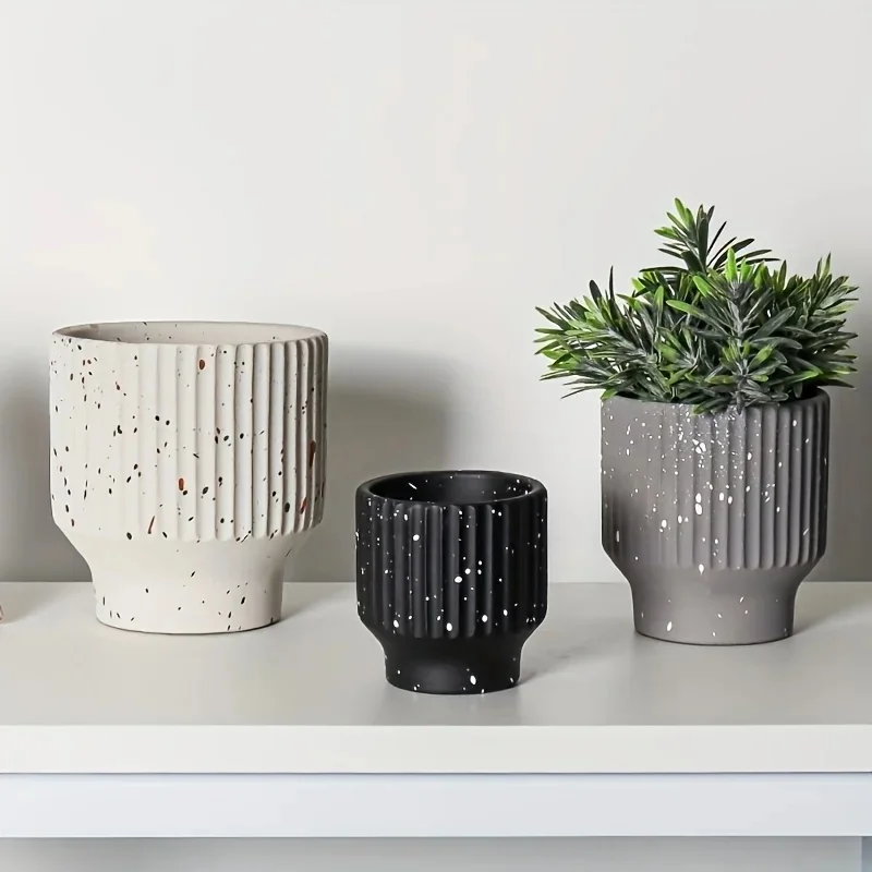 3D Resin Silicone Mold Striped Cup Decorative Flower Pot & Vase Ornament DIY Gypsum Craft-Making Tool