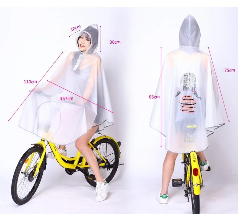 EVA Raincoat For Bicycle Cycling Poncho Bagpack Design Adult Rainwear Transparent Reflective Strip Wind-resistant Raincoat