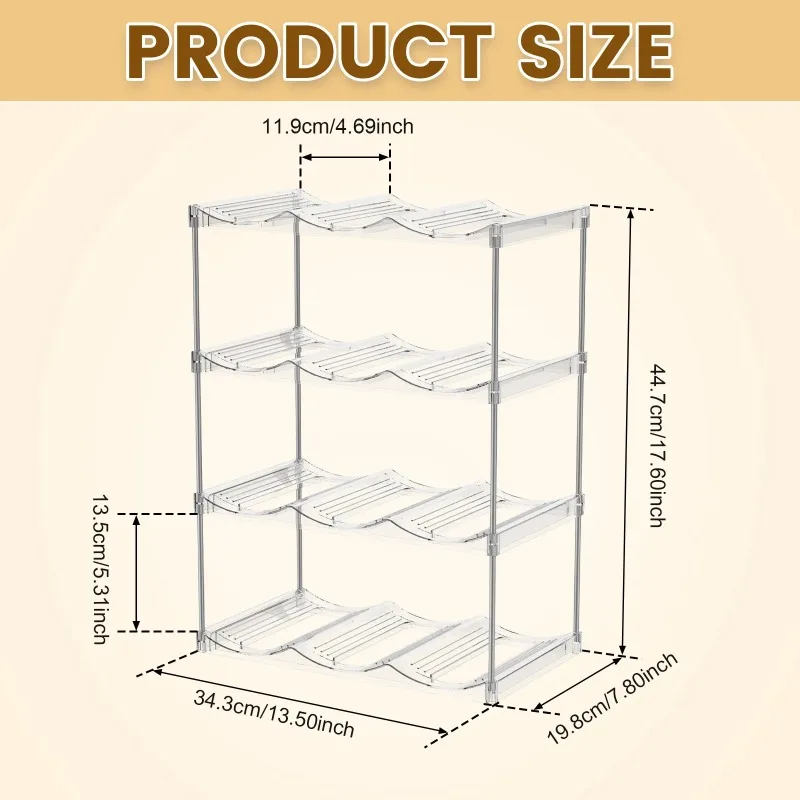 منظم زجاجات المياه 3/4 طبقة رف تخزين زجاجات المياه القابل للتكديس، حامل تخزين النبيذ القابل للفصل، منظم الخزانة للمطبخ #4
