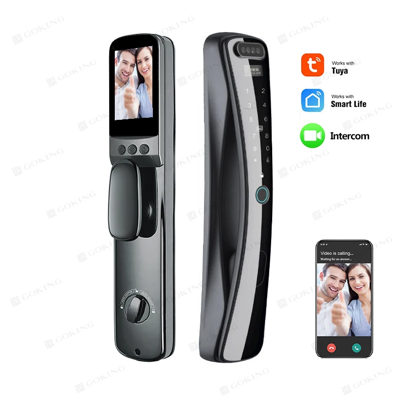  2024 new arrival real time video call smart lock 3d facial recognition tuya app remote control keyless entry door lock