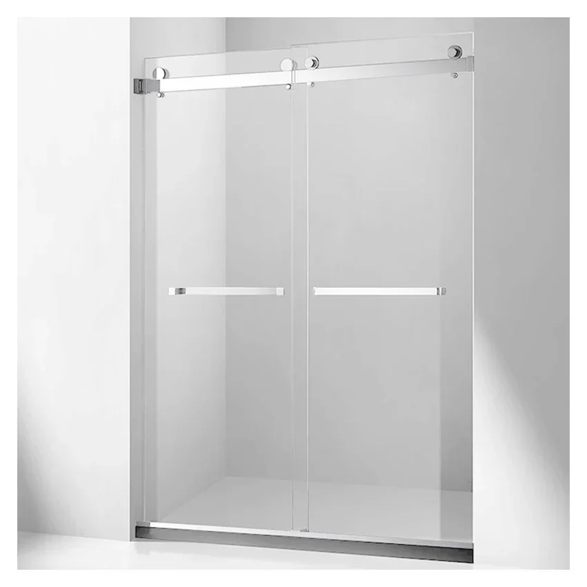 Frameless Bathroom Tempered Glass Shower Screen Sliding Bathroom Shower Door Shower Sliding Door with Sliding Tracks