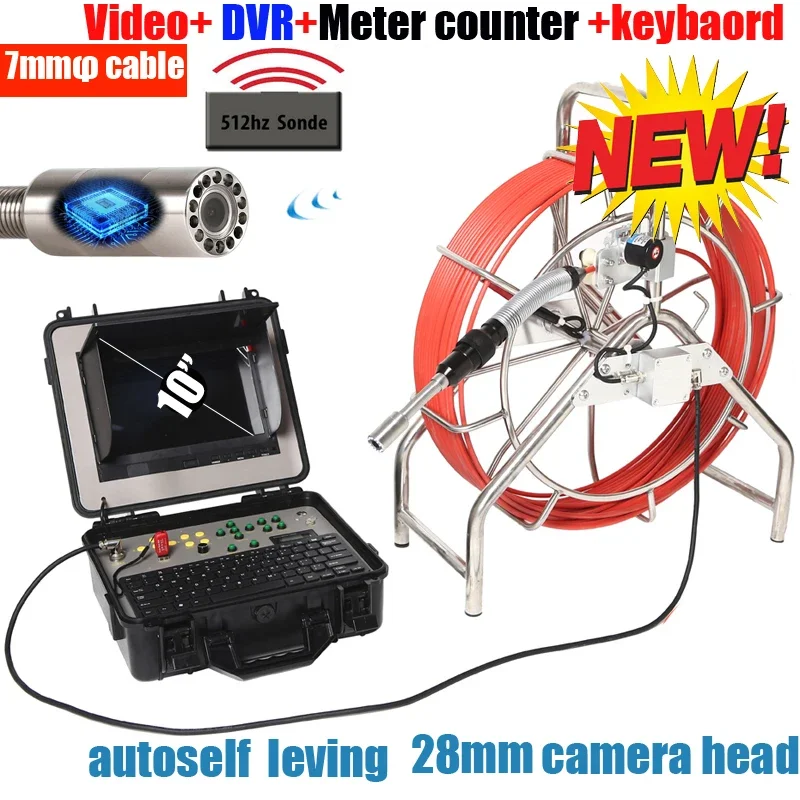 100m 512hz sonde DVR Sewer Pipe Inspection Camera System Water Pipe Well camera System With 23mm camera head