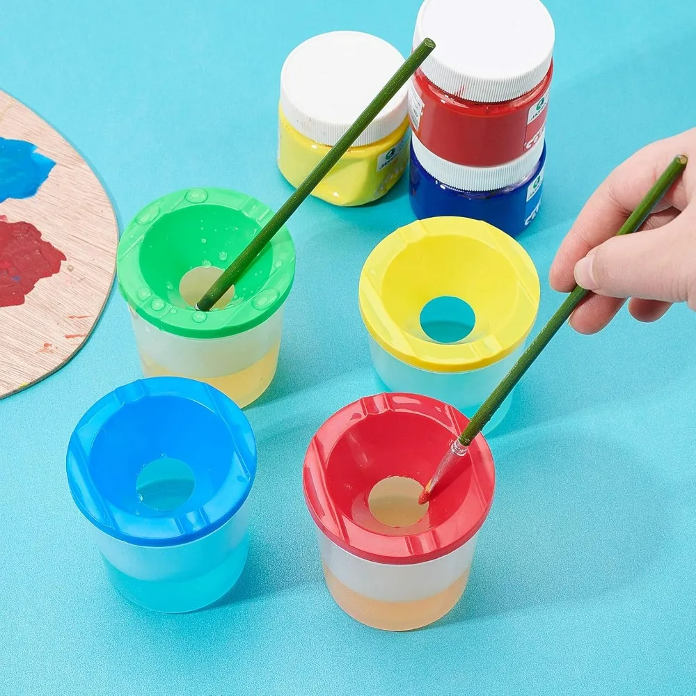 20 Pcs No Spill Plastic Paint Cups 4 Assorted Colors Palette Cups with Lids Art Supply for Paint School Classroom Making Kit