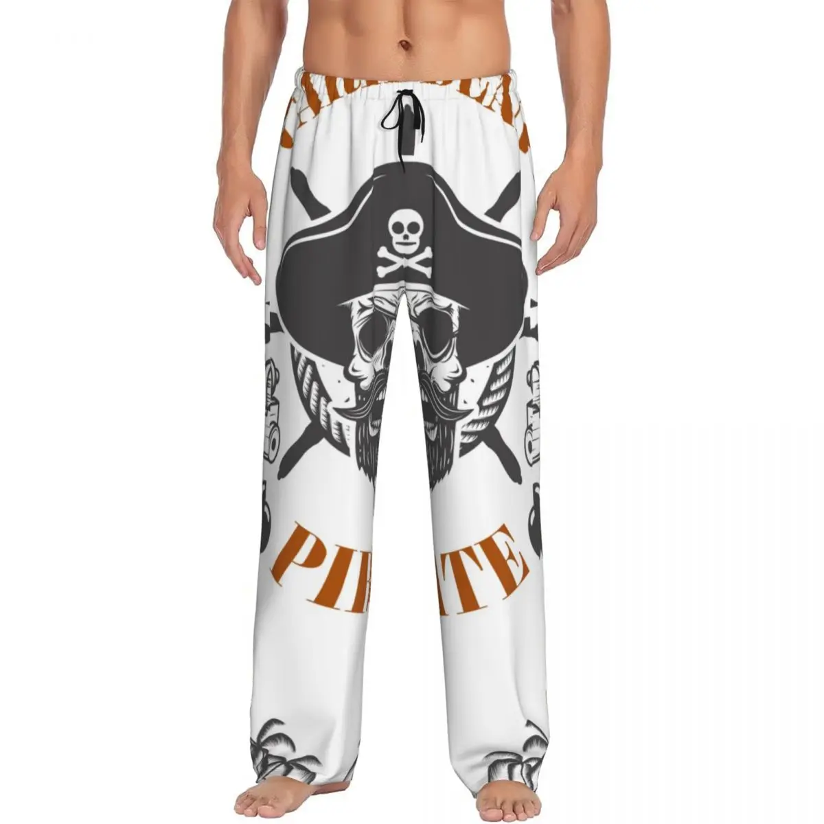 Pirate Skull And Cannons Poster Men's Casual Pajama Sleeping Pants Lounge Loose Trousers Comfortable Nightwear