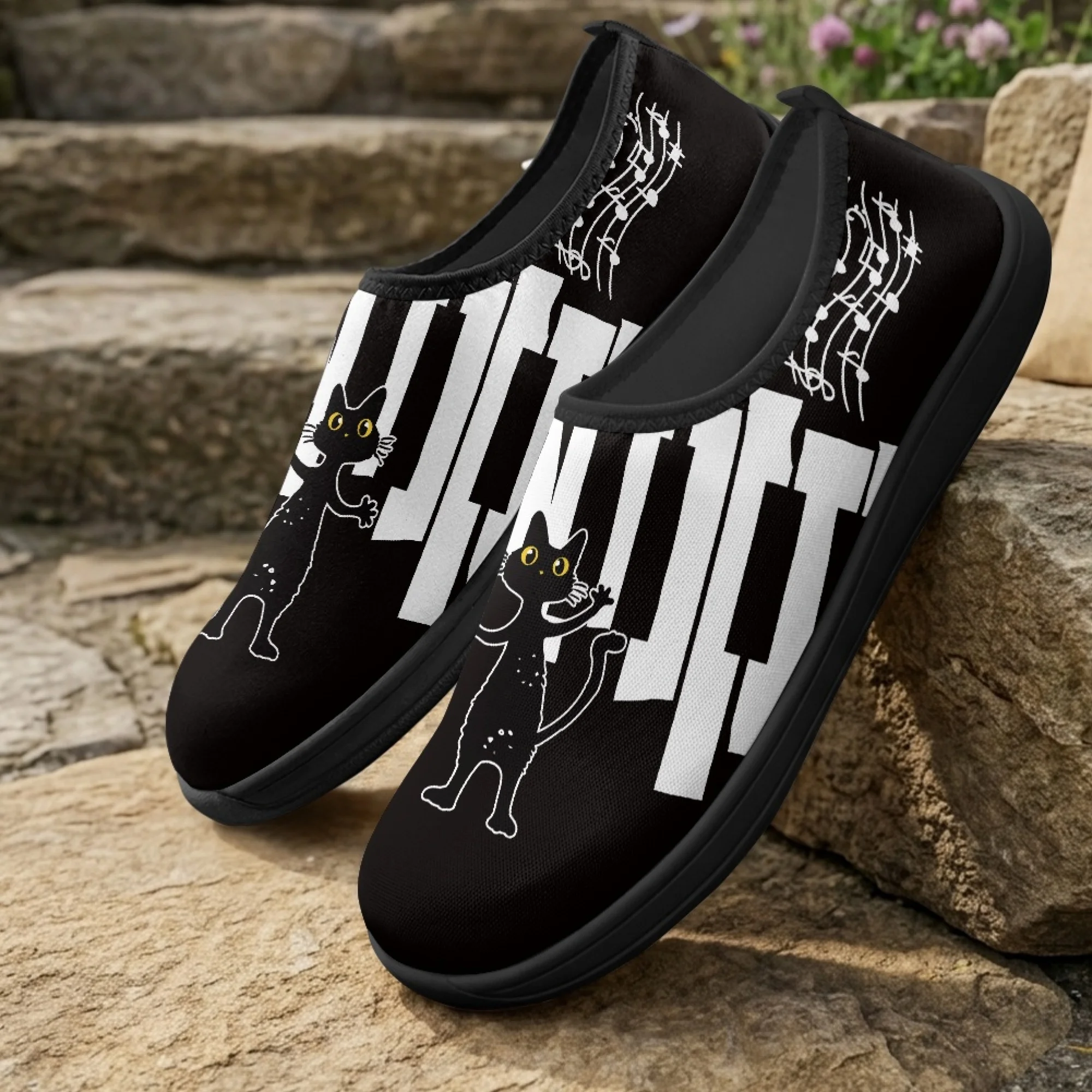 XIXIRIMIDO Slip-on Wide-toed Shoes Piano Cat Men's Breathable Mesh Shoes Womens Fashion Summer Sneakers Walking Shoes 36-46