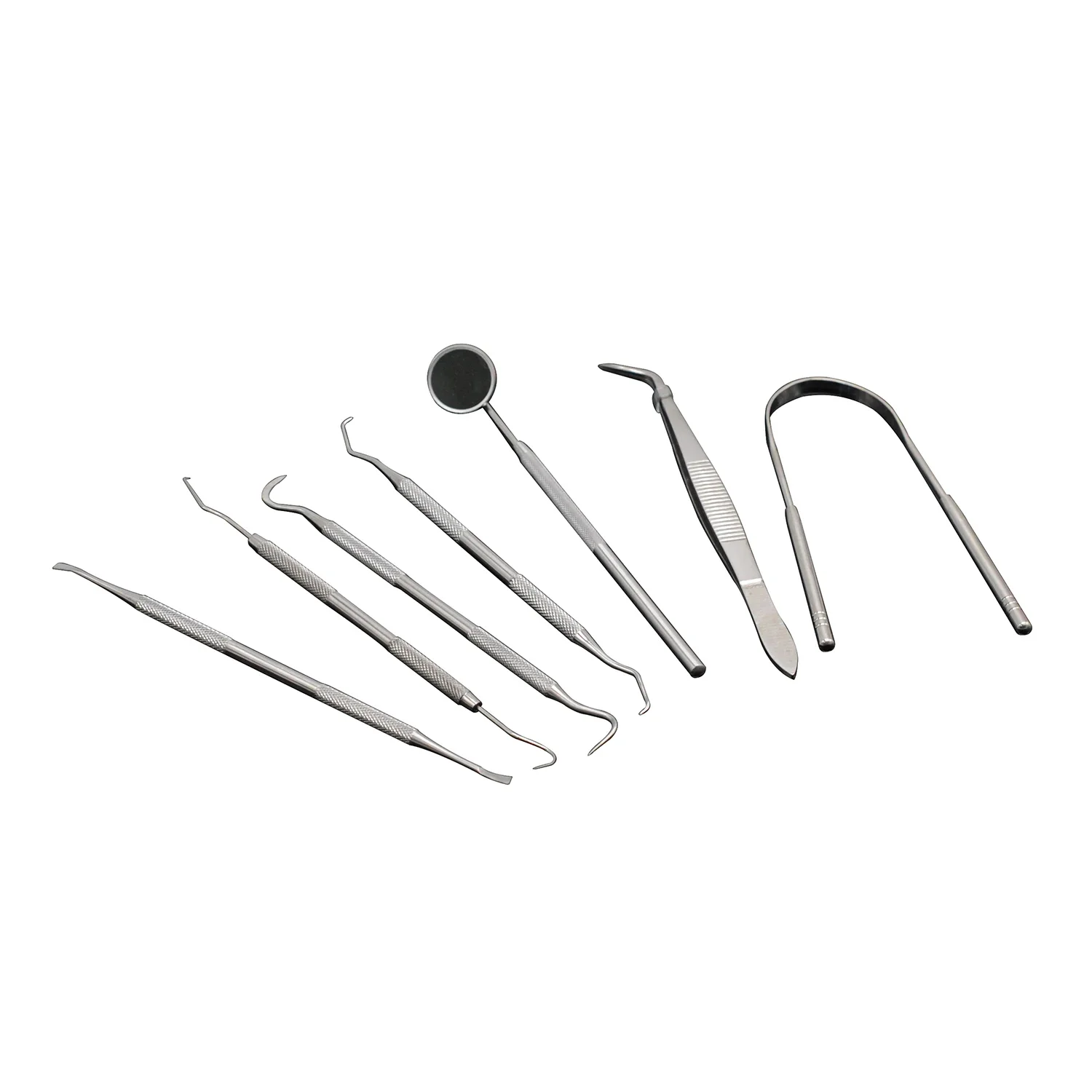 

7pcs Dental Stainless Steel Oral Tools Cleaning Flossing Tartar Removal Easy To Clean Not Easy Break Dentist Oral Mirror Care
