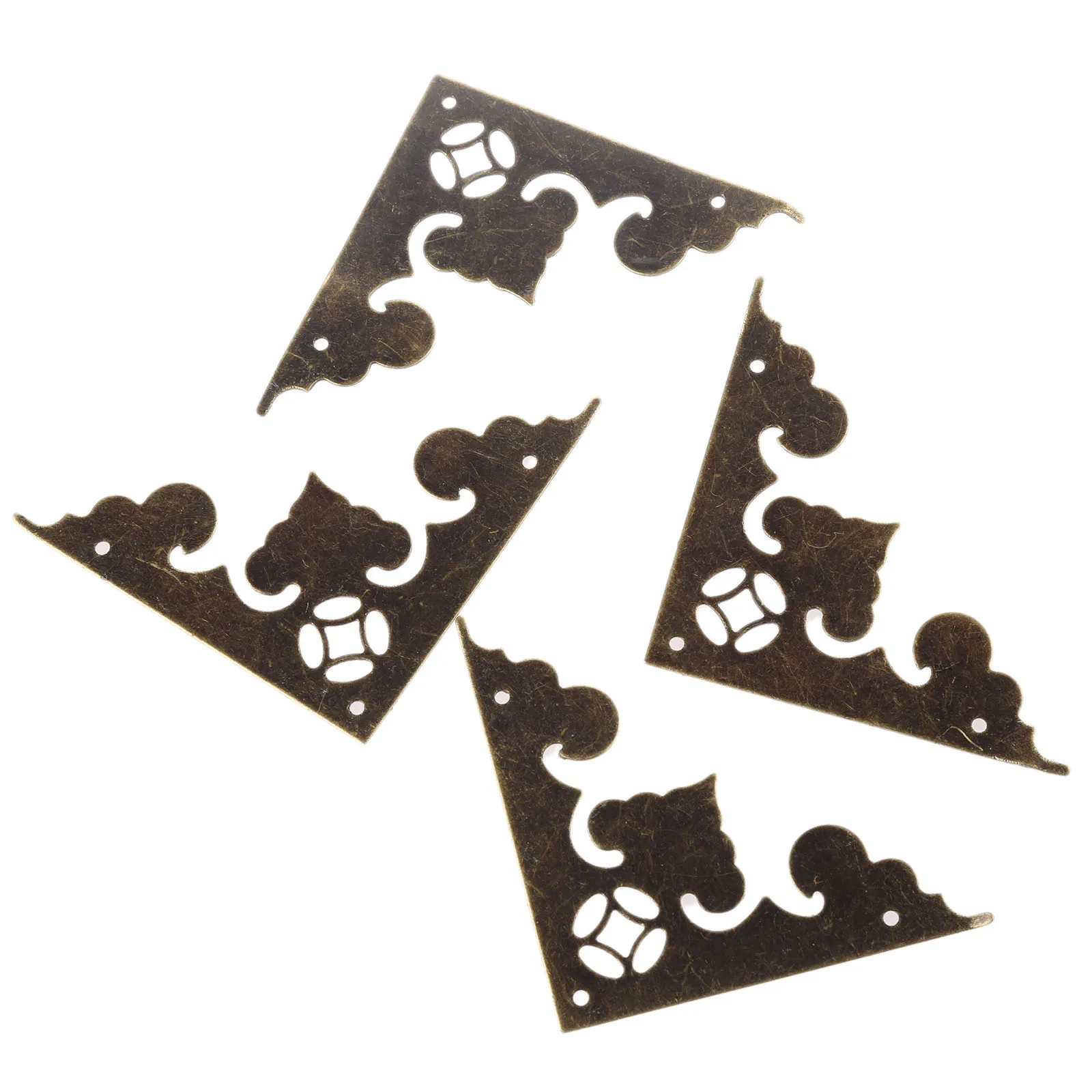4Pcs Antique Corner Bracket Jewelry Gift Box Wood Case Decorative Feet Leg Corner Decorative Protector Furniture Fittings 58mm