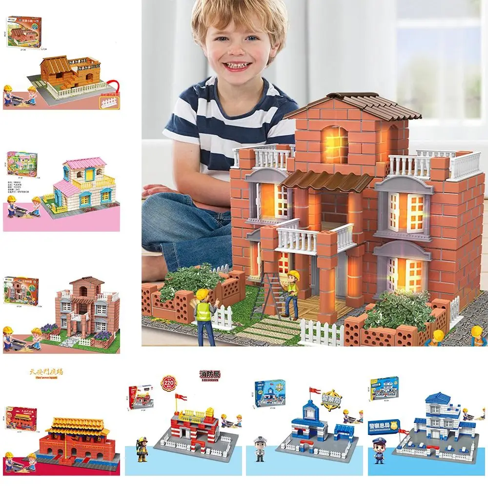 Mehrfarbiges DIY-Baustein-Set, Miniaturgröße, Fliesenhäuser, zusammenbauen, Spielzeug, Villa, Modell, Cottage-Stil