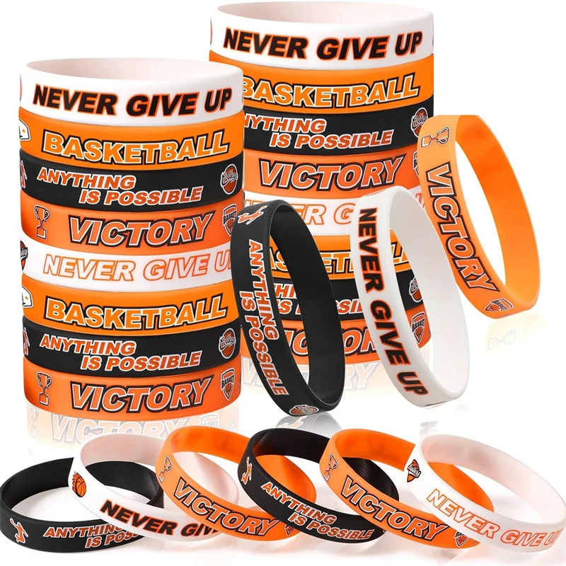 Basketball Motivational Silicone Wristband, Favor By Kids and Teenagers Basketball Party Basketball Bracelets Jewelry Sports Gif