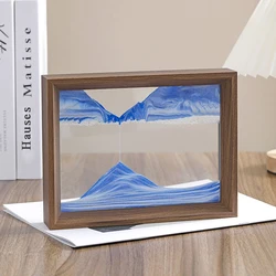 Square Wooden Frame Sandscape Moving Sand Art Picture 3D Quicksand Hourglass Craft Flowing Sand Painting Office Home Decor Gifts