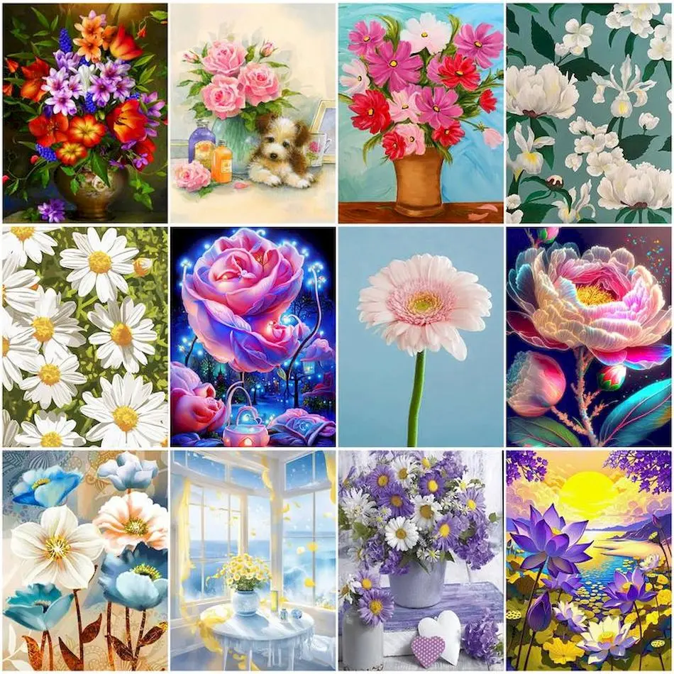 

RUOPOTY Paint By Numbers Flowers Picture Drawing Paintings On Number Canvas Painting Art Supplies Adult Coloring Acrylic Paints