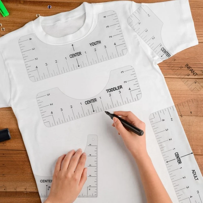 Heat 9 Pcs in 1 Set, 4 Sizes Heat Pressing Transfer Pillow and 5pcs T-Shirt Ruler Guide for Vinyl DIY-A79M