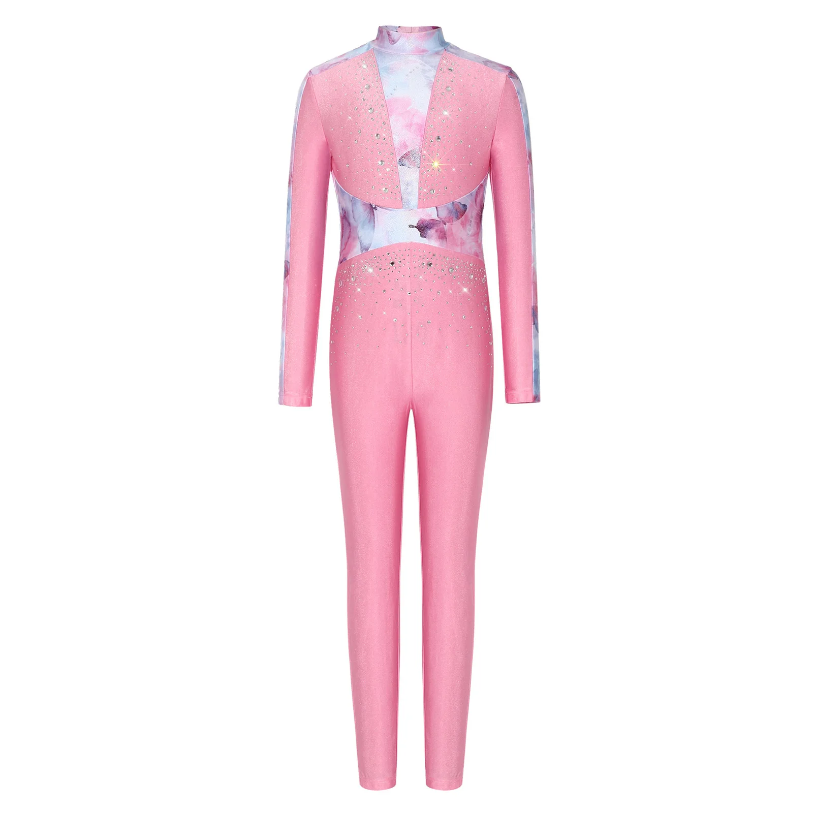 

Kids Girls Rhinestones Ballet Dance Costume Unitards Figure Skating Gymnastics Leotards Acrobatics Bodysuit Competition Jumpsuit