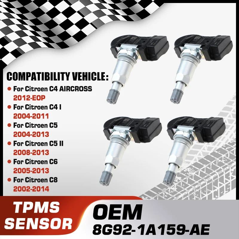 

Car TPMS Tire Pressure Sensor For Citroen C4 AIRCROSS Citroen C4 I Citroen C5 Citroen C5 II Citroen C6 Citroen C8 8G92-1A159-AE