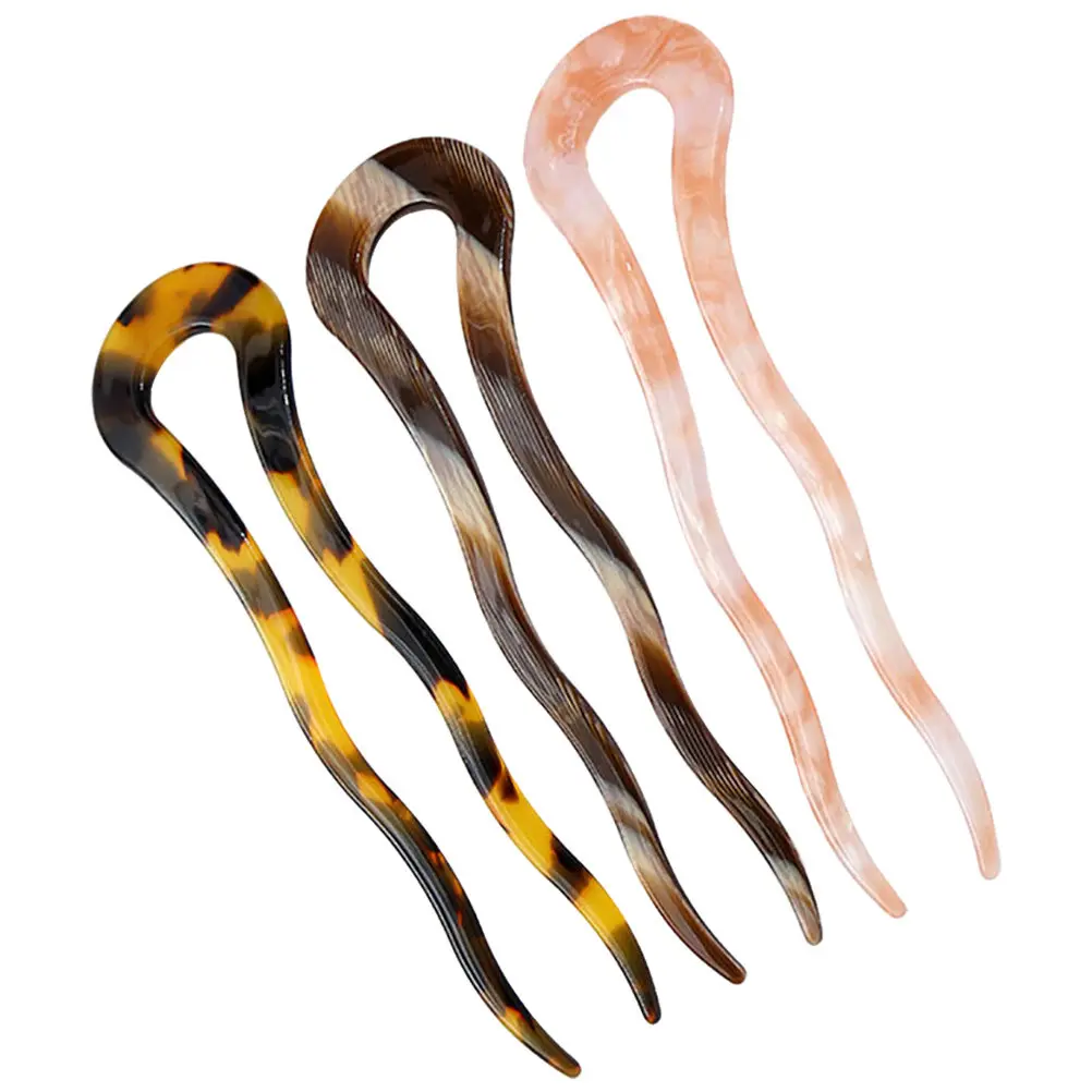

3Pcs U Shape Hair Pins Acetate Tortoiseshell Ponytail Holders Stylish Women Headpieces for Various Outfits Acetate Hair Pin
