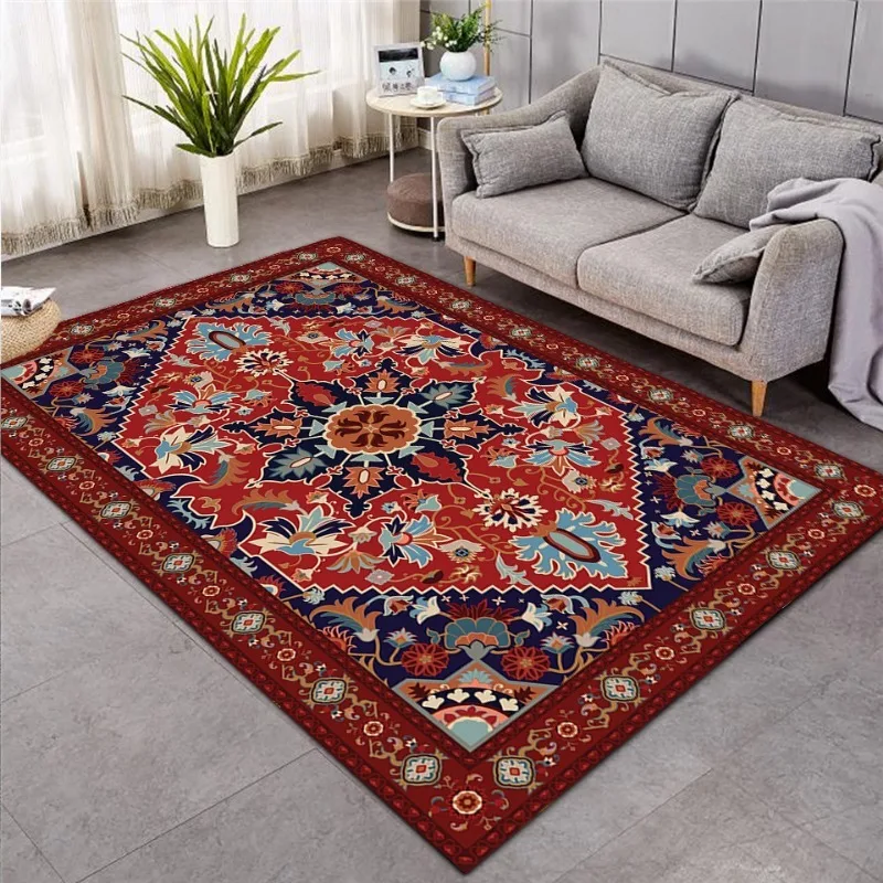 Retro Persian Ethnic Style Printed Carpet Living Room Bedroom Bedside Decoration Carpet Large Area Covering Coffee Table Carpet