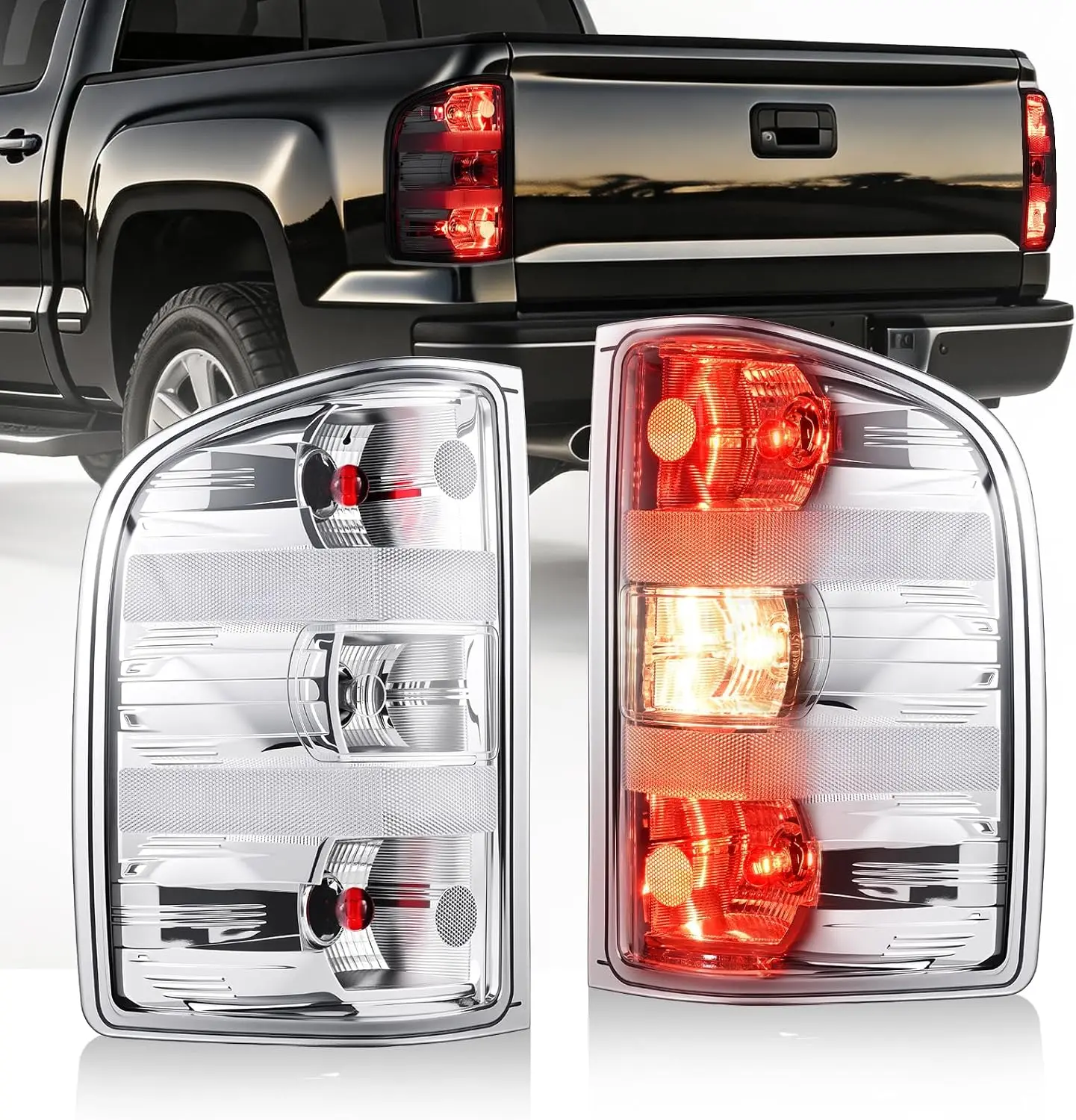 Tail Light Assembly with Chrome Finish for 2007-2013 Silverado 1500