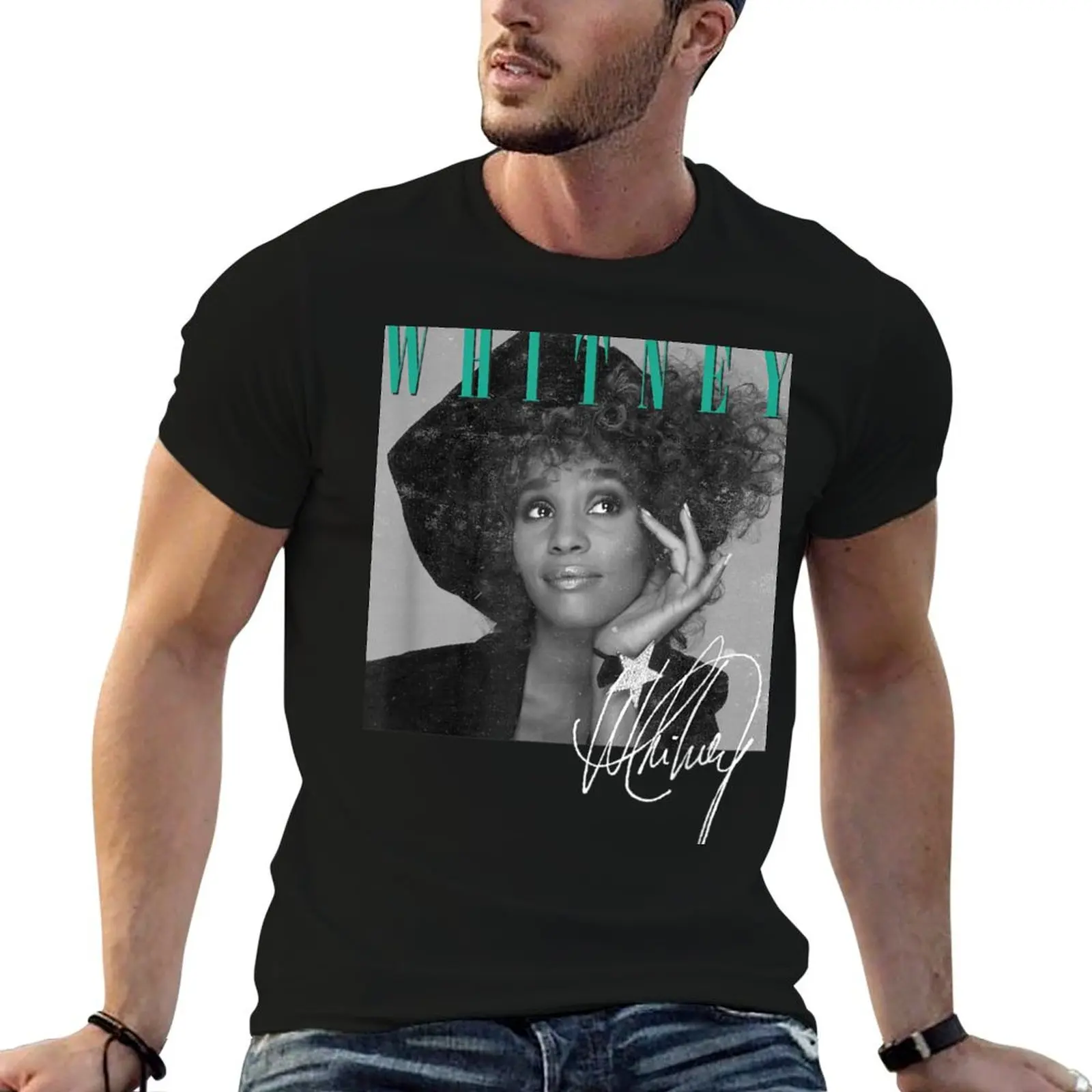 Whitney Houston T-Shirt Basic Casual Wear Short Sleeve Top