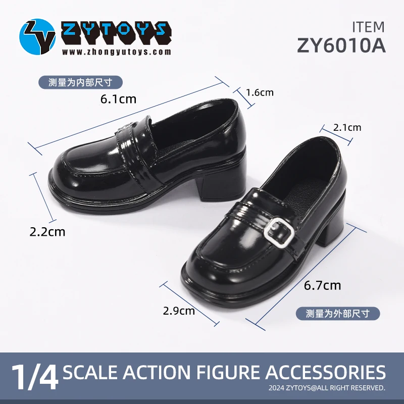 1/4 Scale BJD Doll Shoes Female Black Uniform Shoes Wear Inner 6.1*2.2cm PVC Material Fashion Accessories Hot Sale