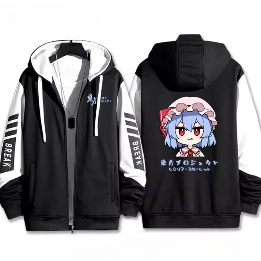Anime TouHou Project Zip Up Women/Men Hoodie Sweatshirt Flandre Scarlet Cirno Hakurei Reimu Cosplay Zipper Hooded Jacket