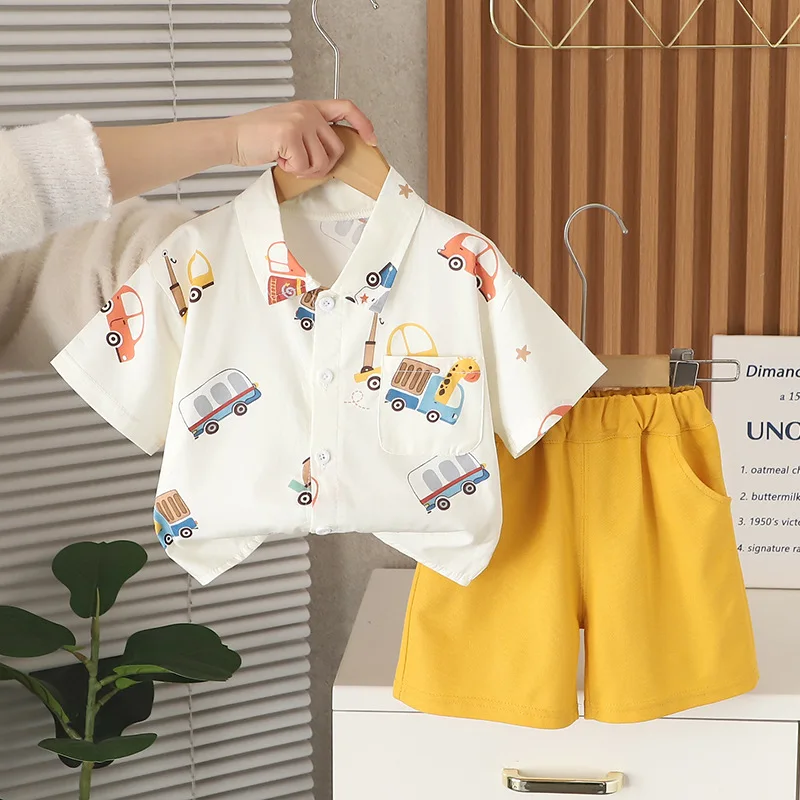 جديد الصيف ملابس الطفل دعوى الأطفال قصيرة الأكمام قميص السراويل 2 قطعة/مجموعة الرضع الفتيان ملابس طفل زي الاطفال رياضية #4