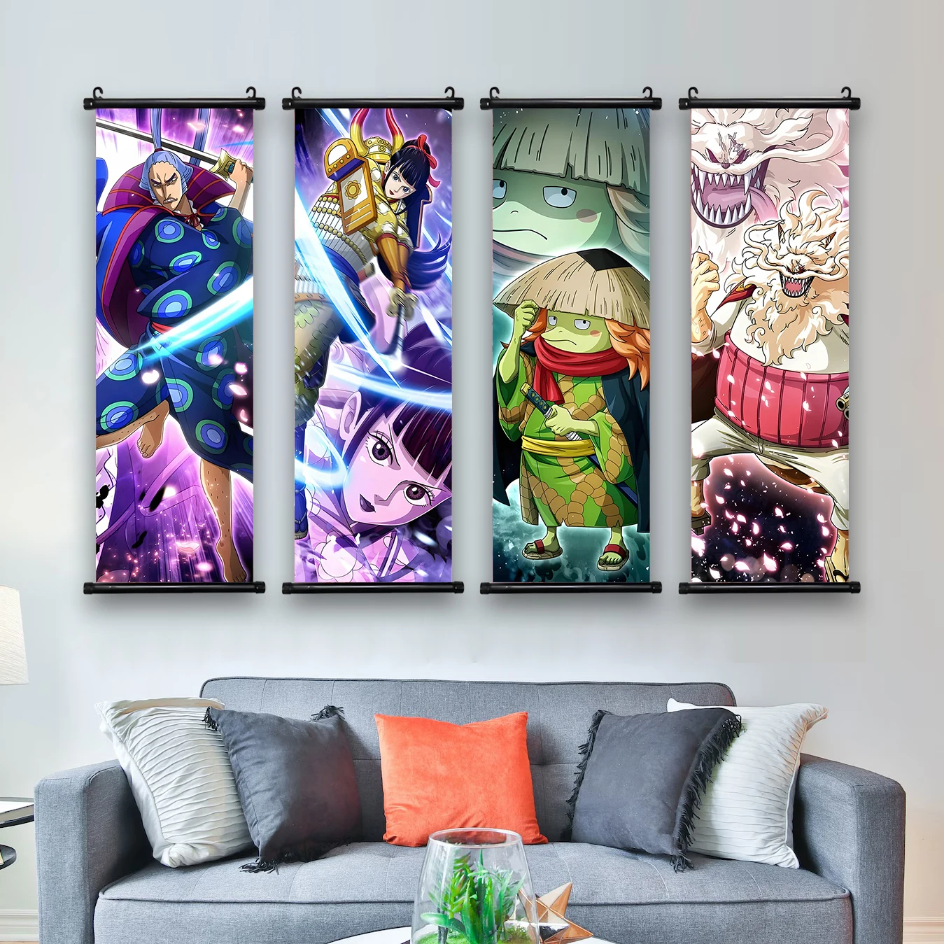 ONE PIECE Anime Hanging Scroll Cartoon Luffy Wallpaper Poster Wall Zoro Artwork Canvas Decor Home Decoration Big Mom Art Gift