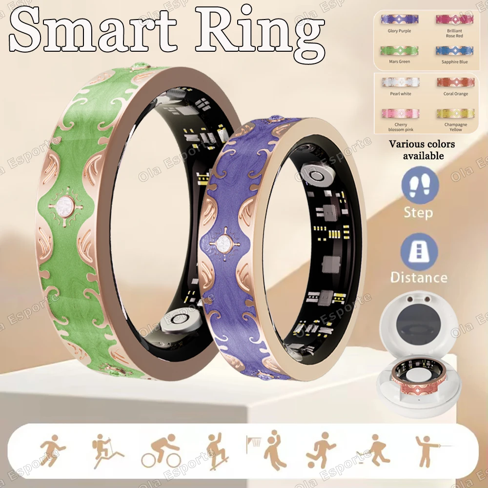 New Diamond Fashion Various Colors Women Smart Ring With Box Waterproof Lady ring Heart Rate Health Monitor Sports Smartring R10