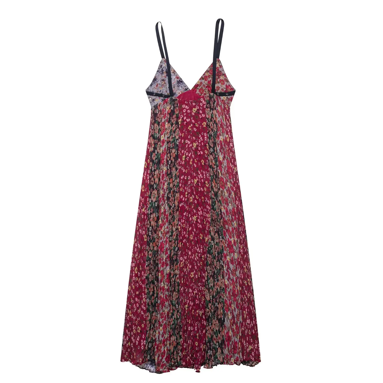 KONDALA-レディース ヴィンテージ ホルターネック ミディ丈ワンピース バックレス ボヘミアン ホリデー ロングドレス 2025年新作 夏秋ファッション 花柄 キャミワンピース