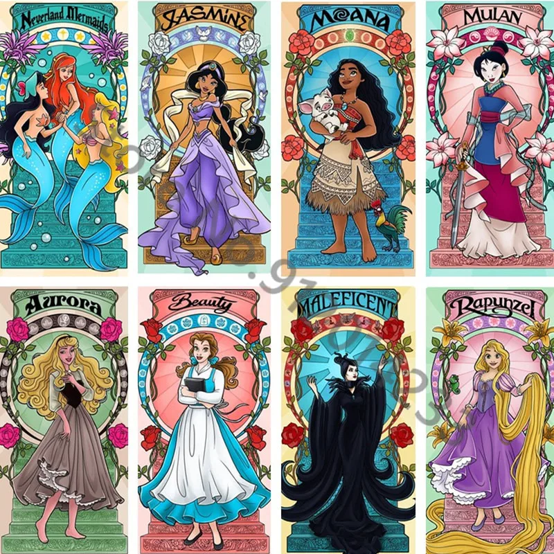 Disney Princess Tarot Deck Metal Sign Cinderella Little Mermaid Vintage Plaque Cartoon Art Poster Iron Painting Gifts for Girls