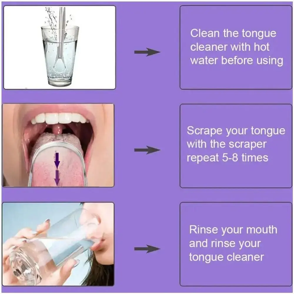 Portable Stainless Steel Tongue Scraper Silver Removing Bad Breath Halitosis Clean Oral Cleaner Tools Women Men
