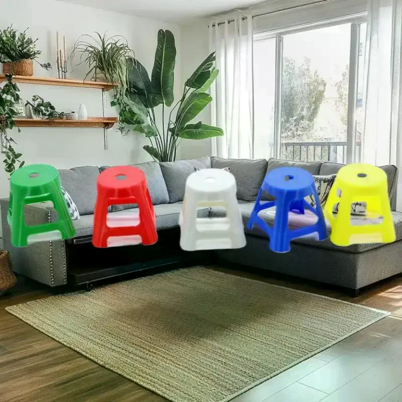 Simulation Mini Plastic Chairs; Five-Piece Dollhouse Furniture Set; Small Stool Models; 1/12 Scale Pretend Play Toy for Kids.