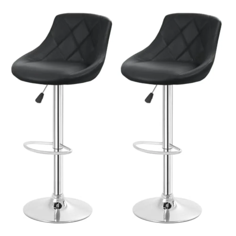 

Bar Stools Set of 2 Bar Stools Swivel Stool Height Adjustable Bar Chairs with Back PU Leather Swivel Bar Stool Kitchen Counter