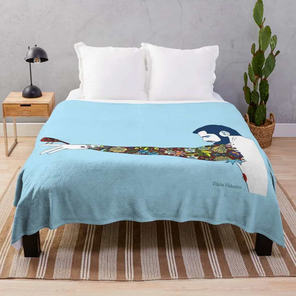 Fly Away Little Bird Throw Blanket Polar Single bed plaid Blankets