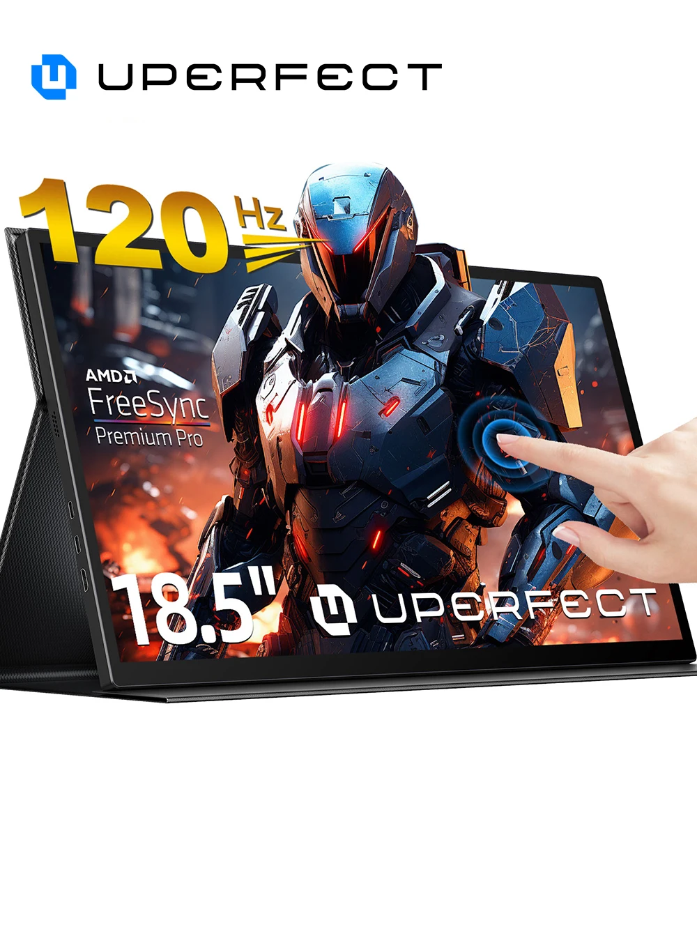 UPERFECT 18,5-Zoll Tragbarer Monitor mit Touchscreen, 120 Hz Gaming-Display, 1080p FHD IPS, 100 % sRGB, VESA & Smart Case, USB-C & Mini-HDMI, Reise-Monitor für Laptop, Mini-PC und Spielkonsolen