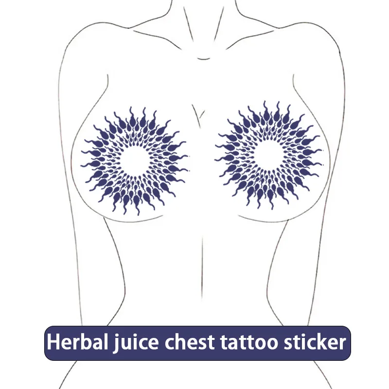 Sexy Breast Tattoo stickers, Herbal Juice, Waterproof and Sweatproof, Realistic Temporary stickers, Couple Game Designs.