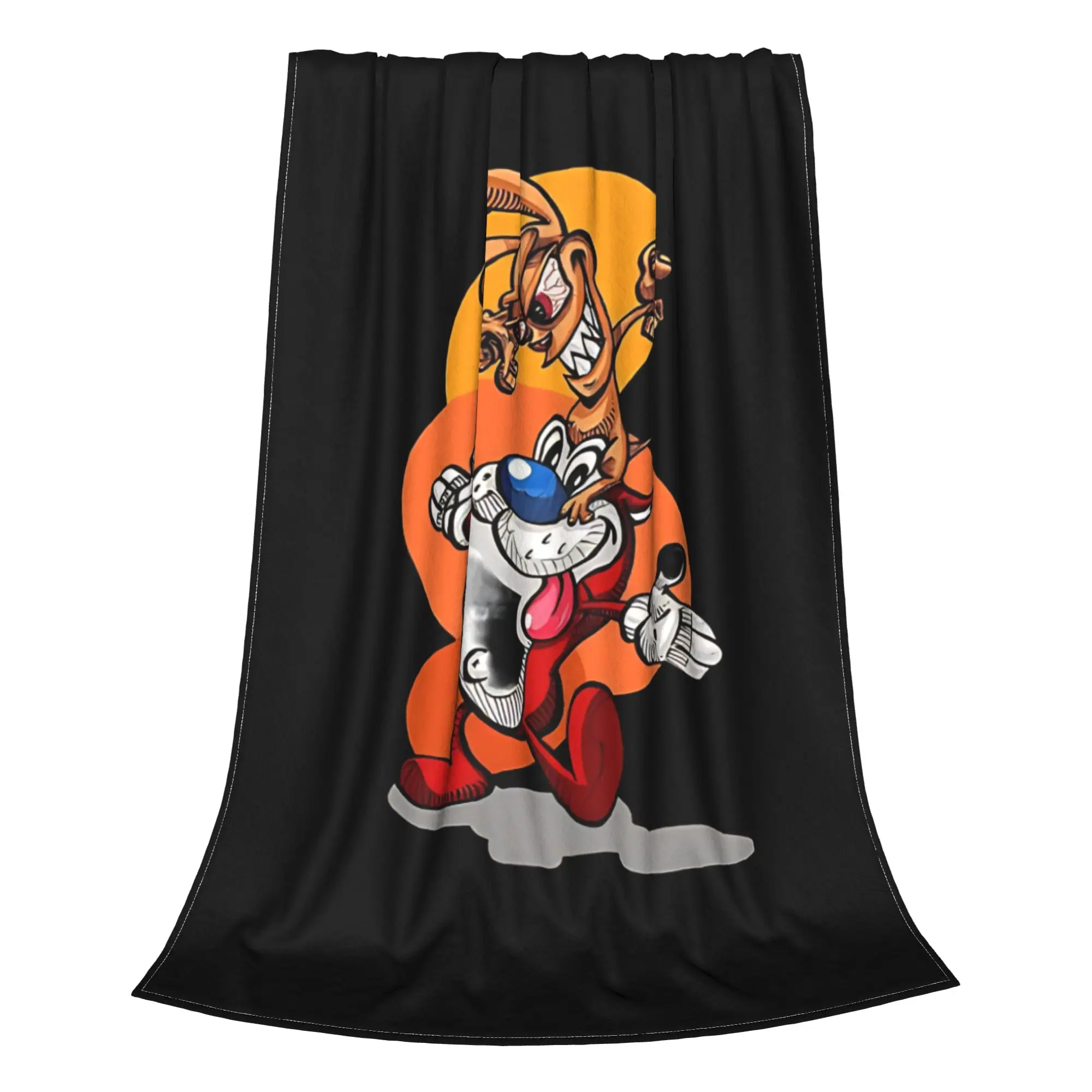 1PC Surreal Cartoon  Ren & Stimpy Home Room Decorations Winter Blankets For Adults Bedding Home Interior Sofa Knee