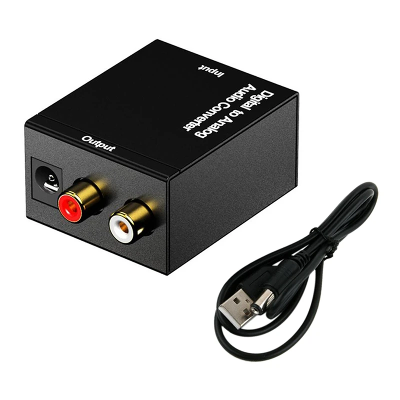 Digital To Analog Audio Converter- With USB Cable Adapter, LR Audio Decoder With Audio Toslink,3.5Mm Jack DAC Converter