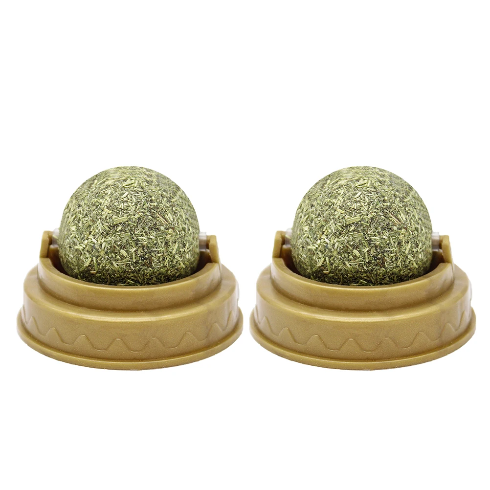 

2Pcs Catnip Licking Ball Edible Snack Promotes Digestion Teeth Cleaning Pet Health Treats Catnip Cat Licking Ball