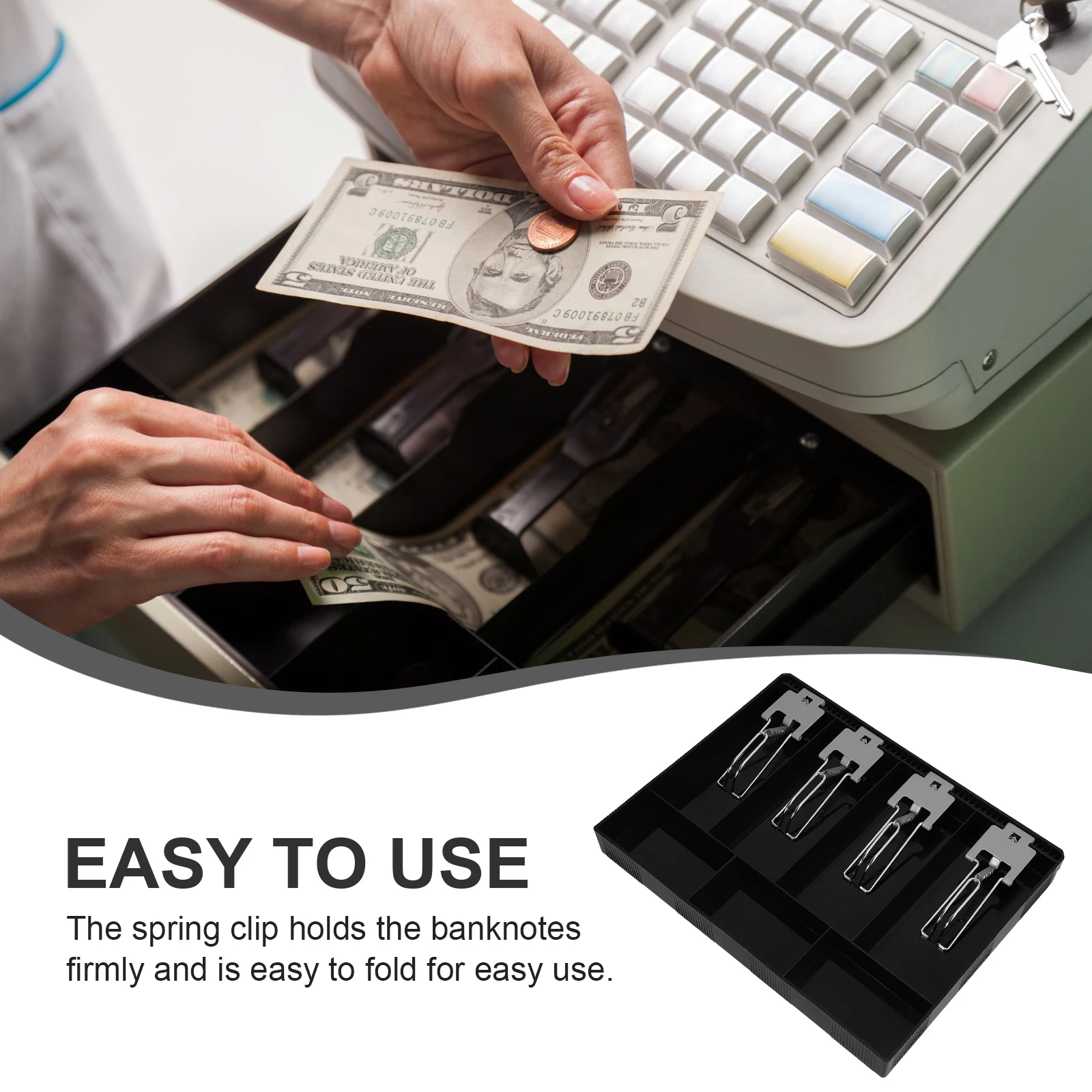 

Multi-compartment Cash Register Box 3 Sections Money Tray for Restaurants Supermarkets Plastic Storage Solution Coin