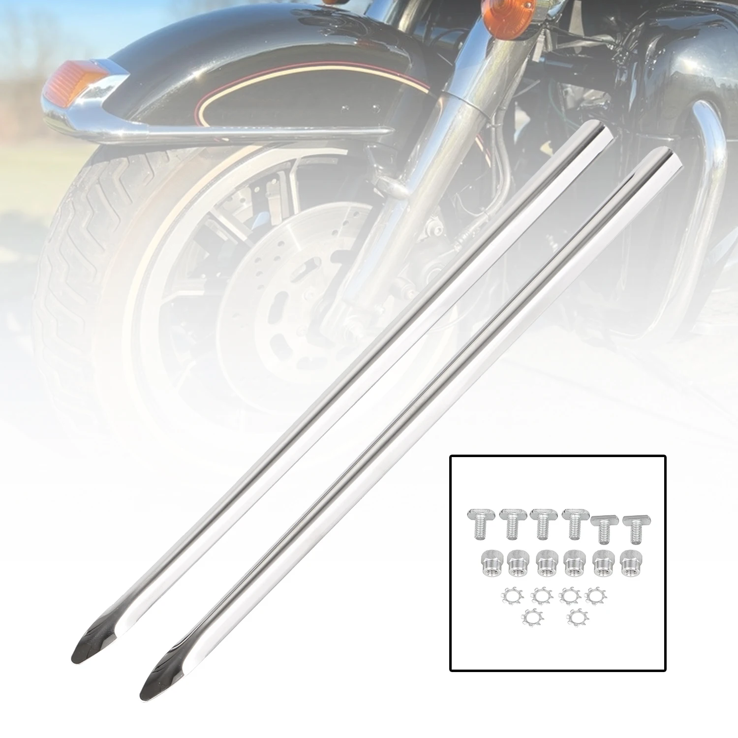 Silver Motorcycle Front Fender Spear Trim For Harley Touring Electra Street Tri Glide 1982-2023 Softail FLSTN FLSTC 1986-up