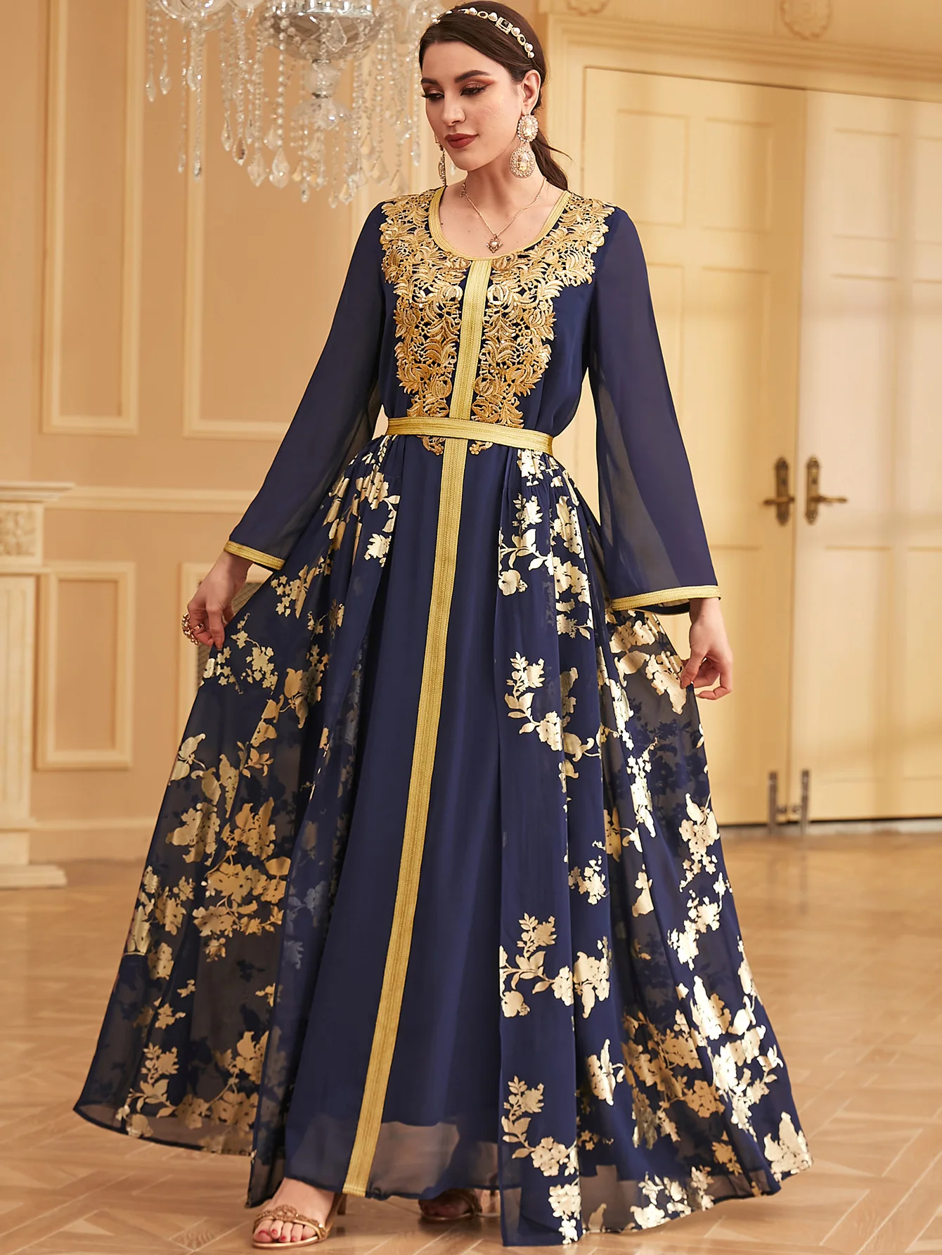 Robe Djellaba à Manches sulfpour Femme Musulmane, Tenue de Soirée, Eid, Estampage à Chaud, Abayas Marocain, Dubaï, Turquie, Kaftan, Ramadan, Jalabiya