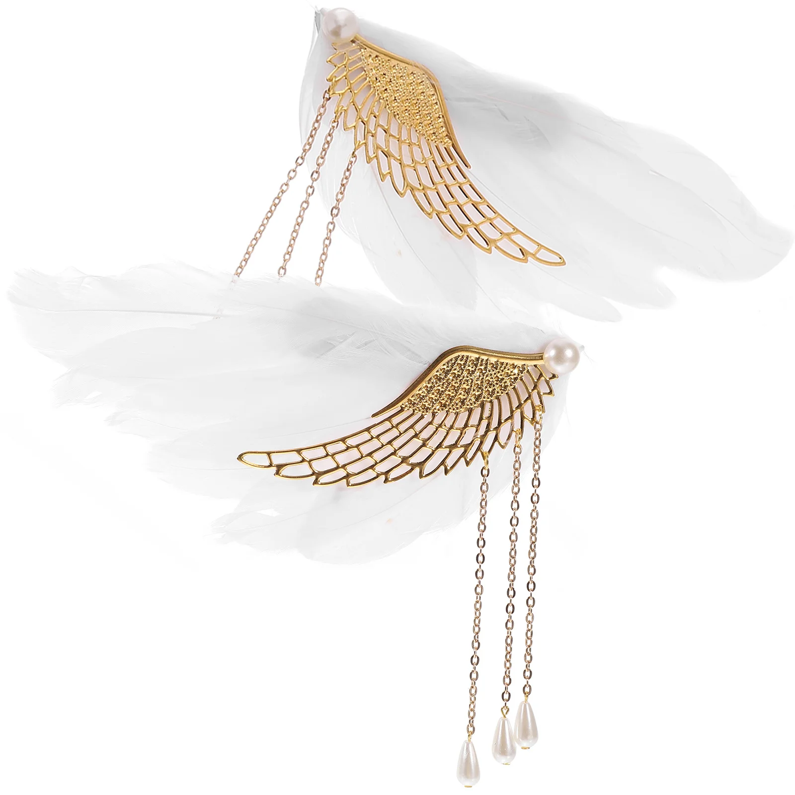 

Holiday Party Dress Up Headband Stage Performance Cosplay Hair Accessories Angel Wings Side Clip (White) Holder Women's