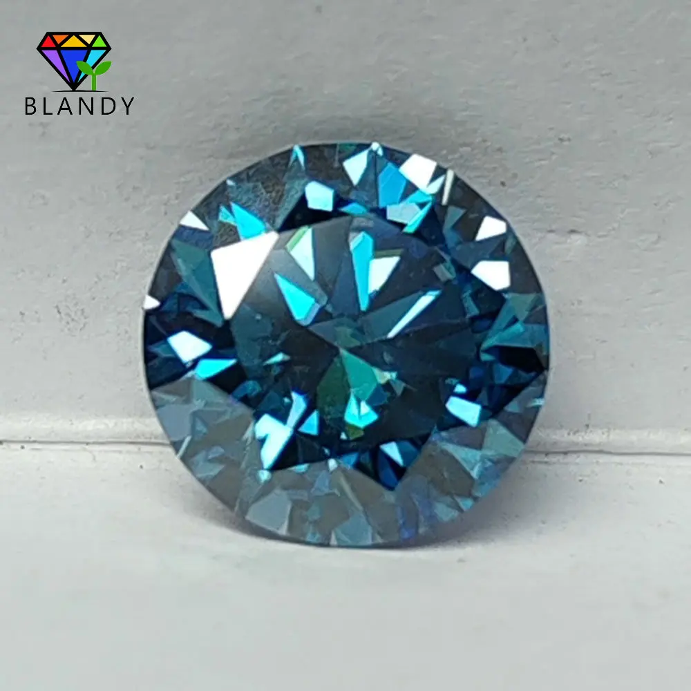 Piedra de moissanita de varios colores, aguamarina, zafiro azul, corte redondo de 3,0-11mm, Diamante de moissanita de Color arcoíris para joyería DIY