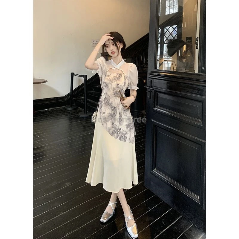 فستان تشيباو الصيني المحسن العصري لعام 2025، حبر عتيق مطبوع، مزاج أنيق من تشيباو، شيونغسام #4