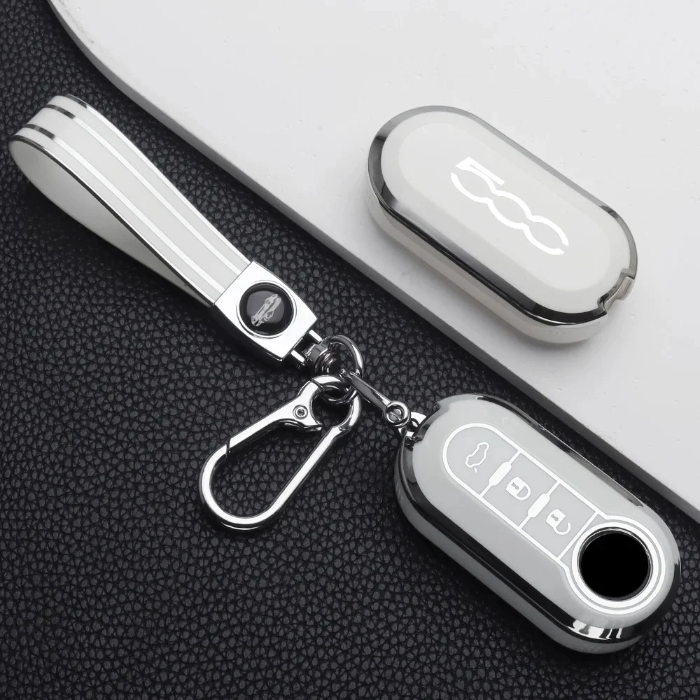 1Pc Stylish TPU Car Key Shell Protector with Key Ring for Fiat 500e Tipo 500 500x Panda Punto 500L bravo Argo Scratch Resistant