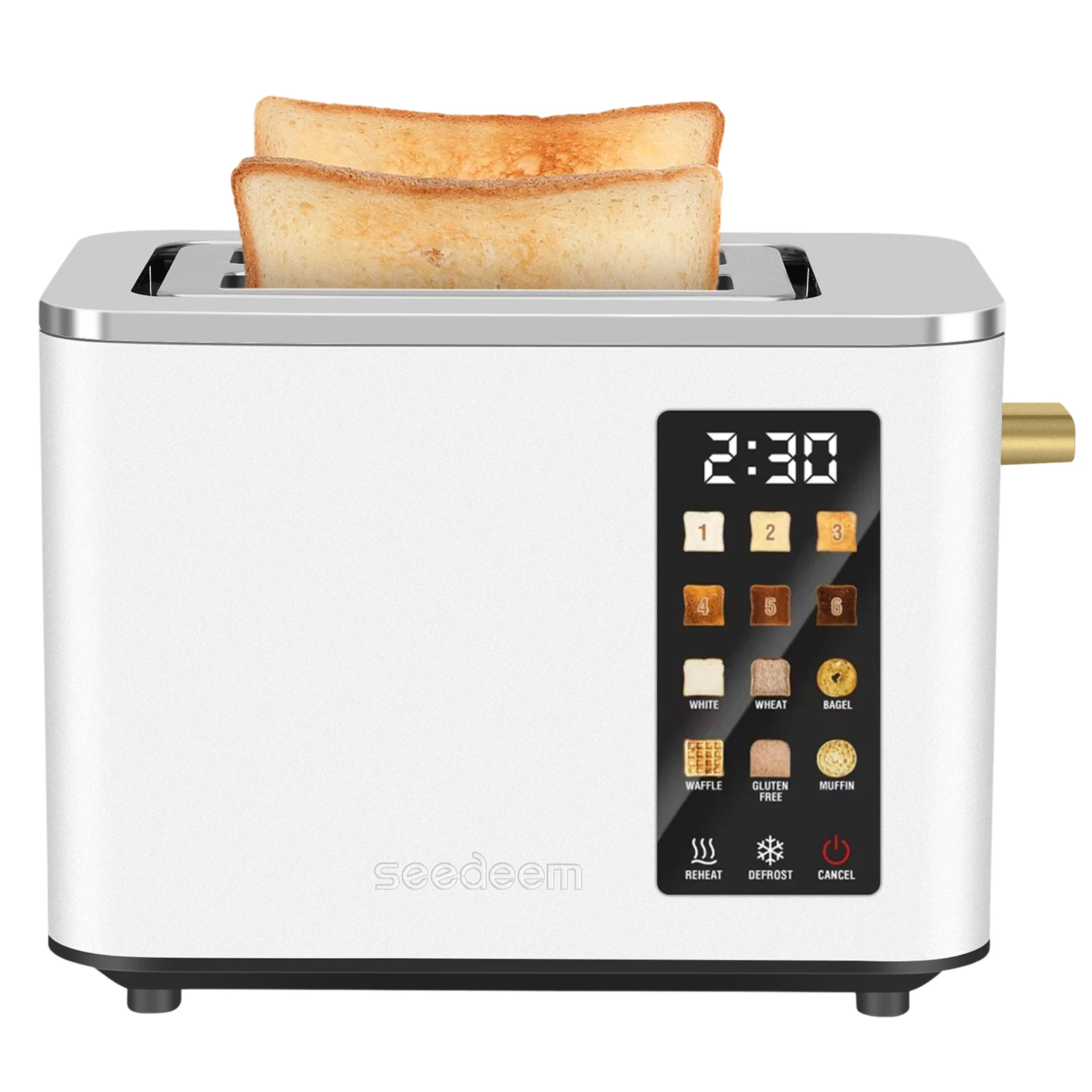 2 Slice-Toaster,Touch Control LCD Screen,6 Shade Setting & Bread Selection,Removable Crumb Tray,Stainless Steel,900W