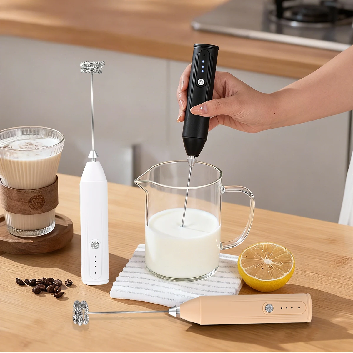 Wireless Rechargeable Electric Hand Mixer 3 Speed Handheld Egg Beater Stainless Steel Whisk Cake Baking Cream Mixer
