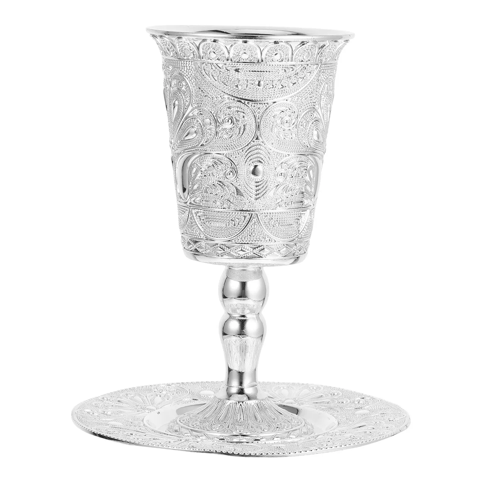 1Set Metal Kiddush Wine Cup Elegant Shabbat Blessing Goblet Havdalah Holy Cup Judaica Festival Wine Goblet for Jewish Holiday