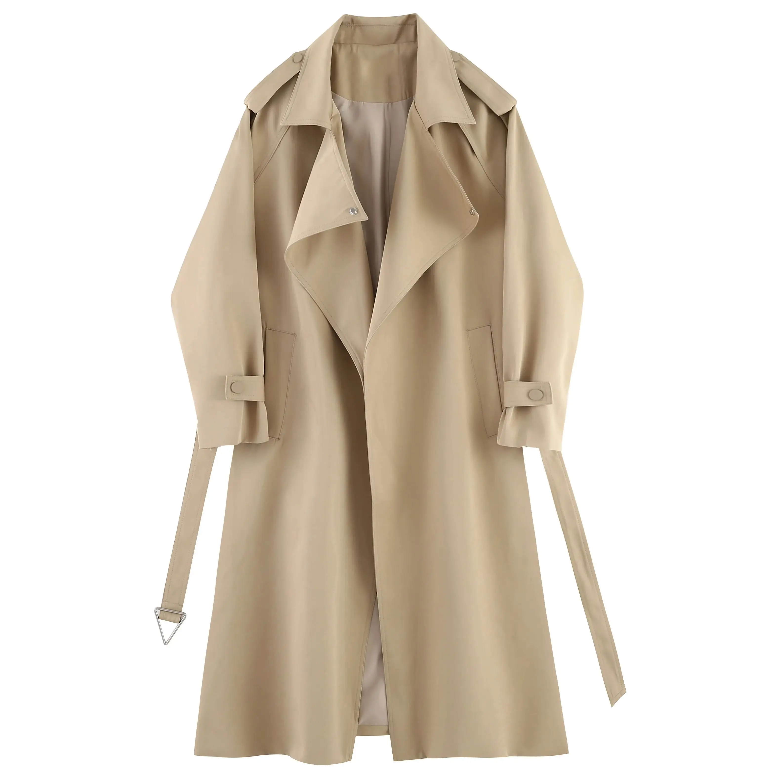 Fashionable and Versatile Women's Mid-length Windbreaker Coats for Spring and Autumn, with Loose Fit Design. Long Coat